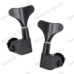 A Set of 4 Pcs Fish tail Buttons String Tuning Pegs Tuners Machine Heads for 4 String Bass Replacement - Black