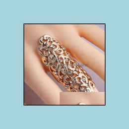 Band Rings Jewellery New Exquisite Cute Retro Cz Diamond Hollow Carved Gold/Sier Ring Finger Nail - 0032Wr Drop Delivery 2021 Abfq9