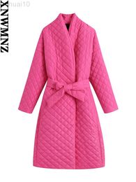 XNWMNZ plus size Women fashion with belt warm loose coat vintage long sleeve female outerwear chic overcoat winter clothes women L220730