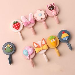 Hooks & Rails 10Pcs Cartoon Strong Non-marking Hook Kitchen Bathroom Self-adhesive Household Wall Hanging Door Fast K227Hooks