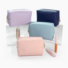 Women Travel Makeup Bags PU Leather Cosmetic Pouch Wash Toiletry Organiser Purse Cosmetic Bag Storage Handbag for Girls Solid Colour