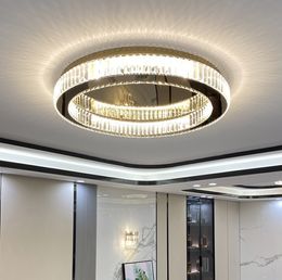 Crystal Lamp Round Ceiling Lamp Chandeliers Post-Modern Master Bedroom Room Atmospheric Led Living Package Lighting