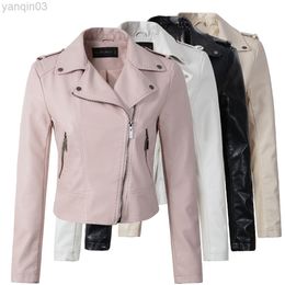Motorcycle PU Leather Jacket Women Winter And Autumn New Fashion Coat Colour Zipper Outerwear jacket New Coat L220801
