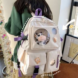 Diehe Muti-Pocket Women Backpack Nylon School Bag Backpacks for Teenage Girls Fashion College Student Back Pack Mochila Feminina 220323