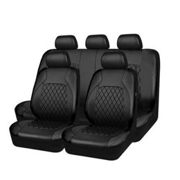 Car Seat Covers Full Set Universal PU Leather Diamond Lattice Styling Waterproof Automobile Protector Interior Accessories
