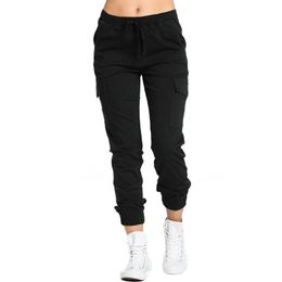 Women Solid Cargo Pants Multicolor Stretch Casual Lacing Drawstring High Waist Bottoms Trousers Fitness Tracksuit High Hop Pant A23