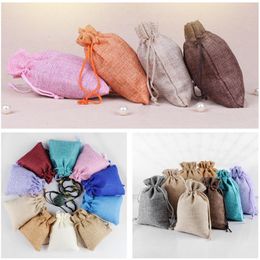 14 color linen bundle bag Jewelry-gift Storage Bags Jewelry packaging pocket Drawstring-bag by sea T9I001925