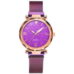 Rose Gold Women Watch Luxury Magnetic Starry Sky Lady Wrist Watch Mesh colour six mens women's fashion watches