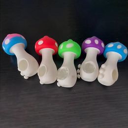 Mushroom Oil Burner Silicone Hand Smoking Pipes Dab Rig Accessories Colourful Oil Burners