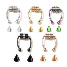 U Shaped Fake Nose Ring Hip Hoop Septum Rock Stainless Steel Magnet Nose Piercing Punk Piercing Body Jewelry GC1099