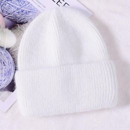 Beanie/Skull Caps 2022 Winter Hat Solid Colour Soft Beanies And Women's Hooded Warm Wool Fur Cashmere Knitted Hats Skullies Pros22