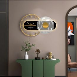 Wall Clocks Luxury Metal Clock Modern Design With Light Silent Home Decor Living Room Reloj De Pared Watch Digital