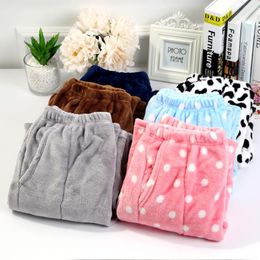 Women's Sleepwear Winter Pyjamas Home Pants For Women Men Elastic Trousers Loose Warm Thicken Fannel Pijamas Nightwear Dropship