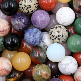 20mm Natural Stone Loose Beads Amethyst Rose Quartz Turquoise Agate 7Chakra Diy Non-porous Round Ball Beads Yoga Healing Guides Meditation Bulk