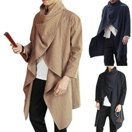 Men's Trench Coats Solid Long Coat Cloak Cape Casual Loose Outwear Autumn Fashion Viol22