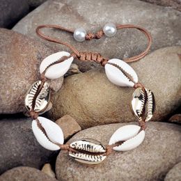 bohemian anklets Canada - Anklets Summer Seashell Anklet Puka Shell Bohemian Beach Natural Cowrie Conch Foot Chain Barefoot Bracelet On Leg For Women Jewelry GiftAnkl