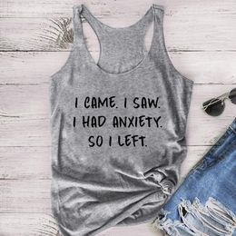 Women's Tanks & Camis I Came Saw Had Anxiety So Left Letter Tank Top For Women Graphic Slogan Tee Funny Shirts Clothing Ladies Ropa Para Muj