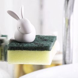 Kitchen Sink Sponge Holder Animal Dry Storage Shelf Cute Rabbit Duck Suction Cup Draining Rack for Kitchen Accessories Drying