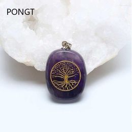 Chains Arrival Carved Tree Of Life Stone Pendant Necklace Reiki Chakra Crystal Healing Chacras Natural Purple Stone1 Morr22