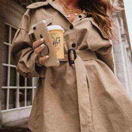 Women's Trench Coats YICIYA 2021 Elegant Windbreaker Coat For Women Dress Fashion Khaki Casual Overcoat Irregular Long Korean Autumn T220814