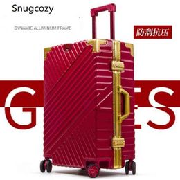 Snugcozy Inch Aluminium Frame Strong Business Trolley Luggage Bag On Wheels spinner Brand Case J220708 J220708