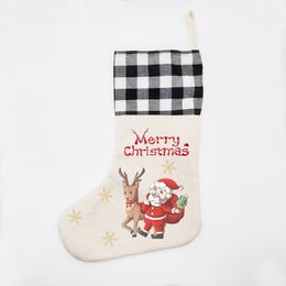 Sublimation Christmas Socks Linen Blanks Double Sided Printing Heat Press Sock Festive Decorations Santa Ornament