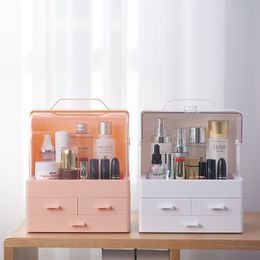 Portable Waterproof Make Up Cosmetic Box Dust Cover Jewelry Organizer Drawers Plastic Storage Transparent Drawe Y200628