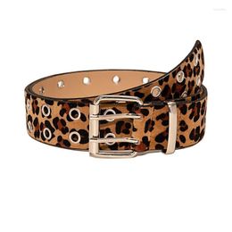 Belts Women Solid Square Buckle Leopard Print Casual 2022 Autumn Winter Simple Round Hole Suede Elegant BeltsBelts Fier22