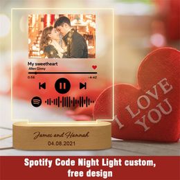 Personalised Gift Lamp Custom Acrylic Music Board Night Light Couple Friend Birthday Christmas Present Bedroom Home Decoration 220623