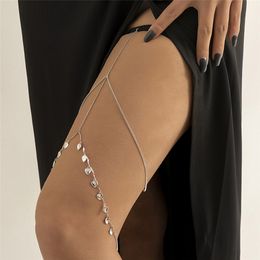 Sexy Bohemian Thigh Leg Chain Love Heart Pendant Body Chains for Women Multilayer Elastic Belt Fashion Beach Jewellery Dress Deco