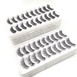 Fluffy Eyelashes Factory Wholesale 10 Pairs Affordable 3D Chemical Fiber Simulation False Eyelashes Simple and Generous Natural Three-Dimens