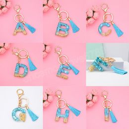 Resin A-Z Letters Pendant Keychains for Women Handbag Charms Jewellery Girls Tassel Keychains Keyring Key Holder Accessories