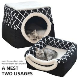 Space Capsule Cat Bed Soft Kennel Tent Winter Warm Enclosed Villa House Pet Dog Comfortable Supplies 220323