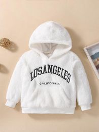Toddler Boys Letter Embroidery Teddy Hoodie SHE