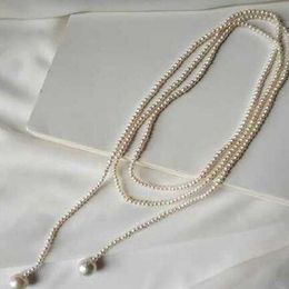 50 " 4-5 Mm South Sea Natural White Pearl Necklace Long Baroque
