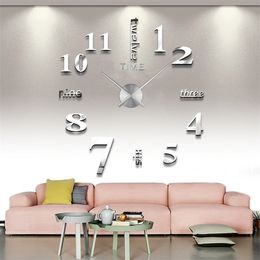 Wall Clock Quartz Watch Horloge Modern Design Large Decorative Clocks Europe Acrylic Stickers Living Room Saat 210325