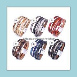 Charm Bracelets Leopard Print Pu Leather Mtilayer 18Mm Snap Button Bracelet Colorf Women Men Punk Bangle Noosa Sh008 Dro Dhseller2010 Dha16