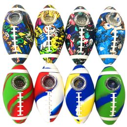 Rugby Silicone Hand Pipes Coloured Tobacco Smoking Pipe dab rig oil burner smoke accessories