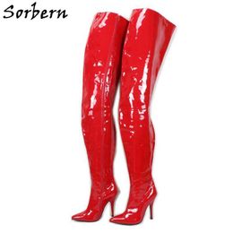 Sorbern 90Cm Extreme Long Boots Thick Lining Crotch Thigh High Boot Unisex Stilettos 12Cm 18Cm Custom Wide Slim Legs Fit Boot