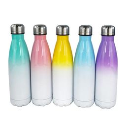 17oz Sublimation Cola Bottle Gradient Colors with coat color changing cola Cups 500ml Stainless Steel drinking Water bottles SN4482