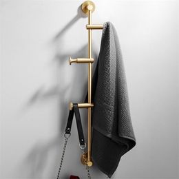 60cm Brass Cloth Hanger North European Wall Hook Bedroom Storage Cloth Holder 210318