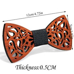 Vintage Men Wooden Bow Tie Hollow Out Carved Retro Neck Solid Colour High Quality Ties For Butterfly