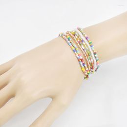 Beaded Strands Fashionable Bohemian Coloured Resin Rice Beads Bracelet For Women Trendy Y2K Millennial Style Sexy Jewellery Fawn22