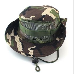 Outdoor sport Camouflage Caps fisherman hat suncreen fishing hats Hiking traving cycling mesh breathable sunhat fashion fish beach sun hats