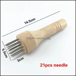 home meat tenderizer UK - Meat Potry Tools Kitchen Kitchen Dining Bar Home Garden Stainless Steel Needles Pounders With Wooden Handle Profession Tenderizer Needle