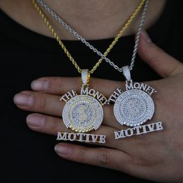 New Bling Iced Out Round Pendant 5A CZ Micro Paved Cubic Zirconia Money Dollar Symbol Necklace Men's Hip Hop Jewellery
