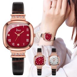 Wristwatches Women Watches Luxury Top Brand Waterproof Ladies Watch Rose Gold Square Quartz Gift Clock Fashion Leather Strap Montre FemmeWri