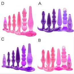 Erotica Anal Toys 6pcs/set Safe Silicone Butt Plug Dildo Masturbation Vaginal Sex for Woman Men Dilator for Gay 220507