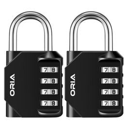 ORIA 2PCSSet 4 Digit Padlock Lock Durable Waterproof Number For Door Bag Package Cabinet Locker Window Key Locks 220727