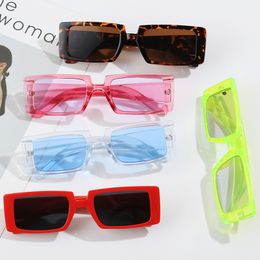 Fashion Wide Frame Small Rectangle Sunglasses Female Shades Vintage Eyewear UV400 Candy Color Cycling Girls Boys Sun Glasses 220705